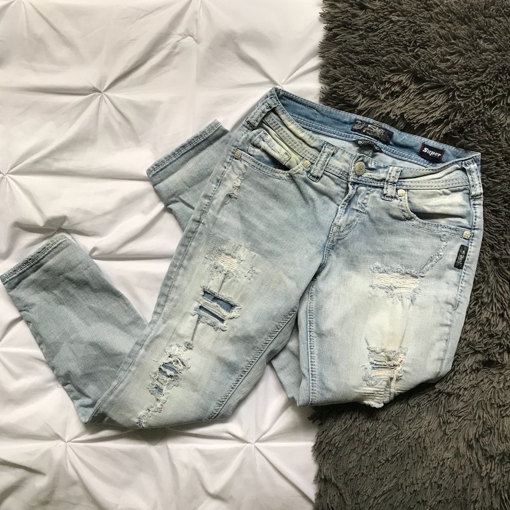 🌟SILVER JEANS CO. DISTRESSED DENIM BOYFRIEND JEAN